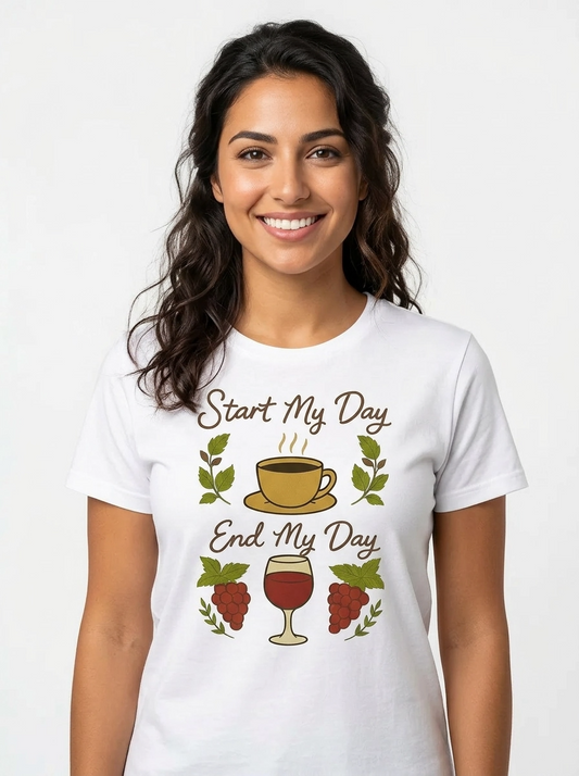 Fun Coffee and Wine T-shirt Design