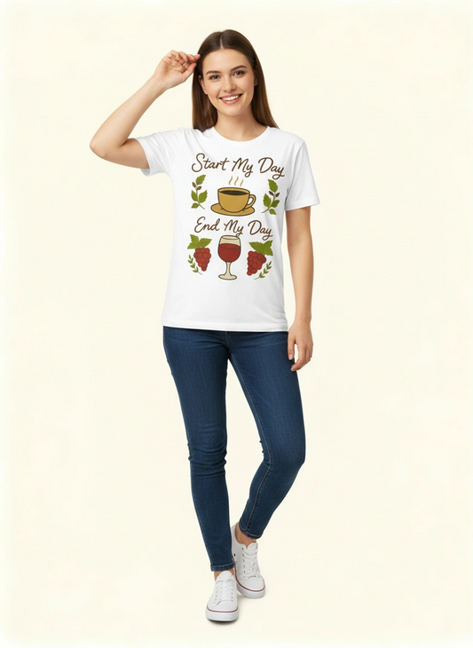 Fun Coffee and Wine T-shirt Design